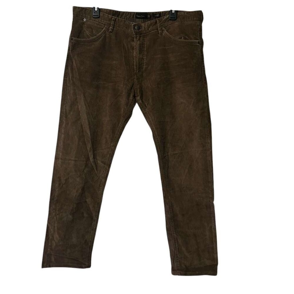 Massimo Dutti Slim Fit Corduroy Pants Men's Size 36 Brown Trousers